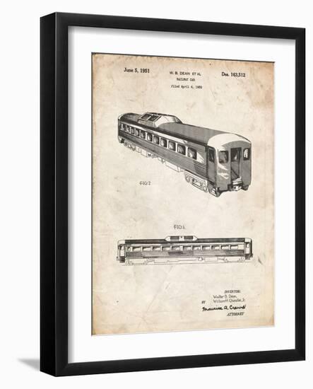 PP1006-Vintage Parchment Railway Passenger Car Patent Poster-Cole Borders-Framed Giclee Print