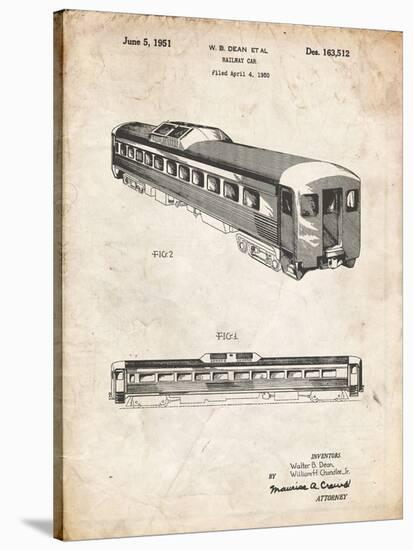 PP1006-Vintage Parchment Railway Passenger Car Patent Poster-Cole Borders-Stretched Canvas