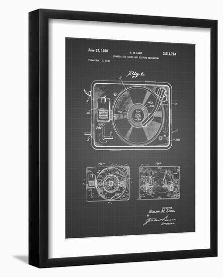 PP1009-Black Grid Record Player Patent Poster-Cole Borders-Framed Giclee Print