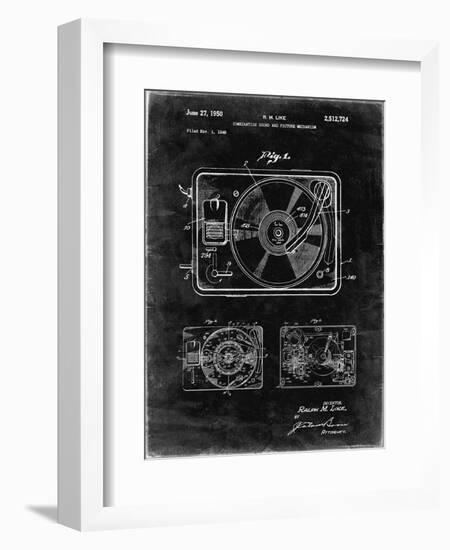 PP1009-Black Grunge Record Player Patent Poster-Cole Borders-Framed Giclee Print