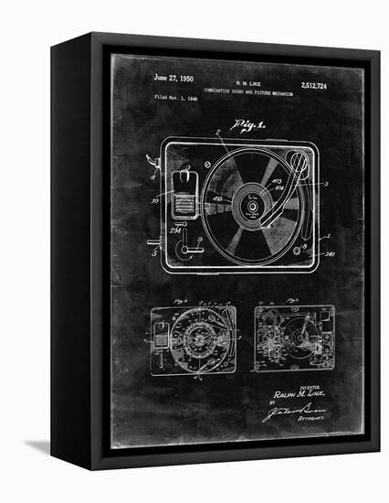 PP1009-Black Grunge Record Player Patent Poster-Cole Borders-Framed Stretched Canvas