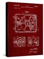 PP1009-Burgundy Record Player Patent Poster-Cole Borders-Stretched Canvas