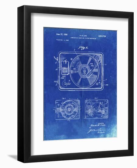 PP1009-Faded Blueprint Record Player Patent Poster-Cole Borders-Framed Premium Giclee Print