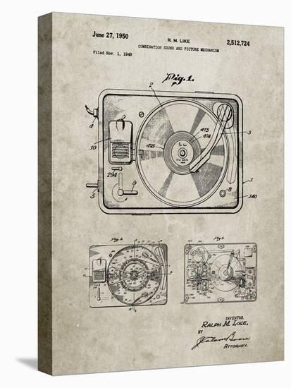PP1009-Sandstone Record Player Patent Poster-Cole Borders-Stretched Canvas