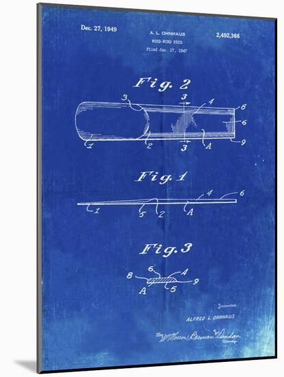 PP1010-Faded Blueprint Reed Patent Poster-Cole Borders-Mounted Giclee Print