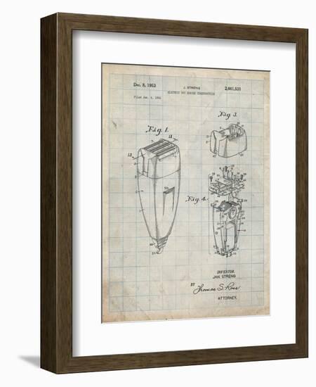 PP1011-Antique Grid Parchment Remington Electric Shaver Patent Poster-Cole Borders-Framed Giclee Print