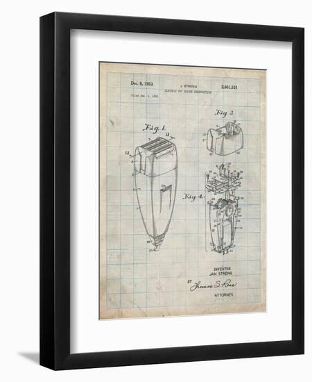 PP1011-Antique Grid Parchment Remington Electric Shaver Patent Poster-Cole Borders-Framed Giclee Print