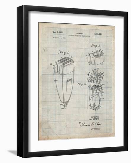 PP1011-Antique Grid Parchment Remington Electric Shaver Patent Poster-Cole Borders-Framed Giclee Print