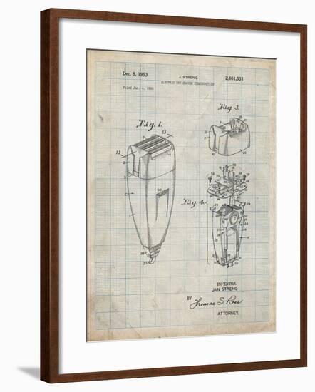 PP1011-Antique Grid Parchment Remington Electric Shaver Patent Poster-Cole Borders-Framed Giclee Print