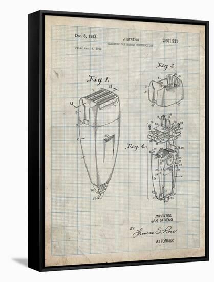 PP1011-Antique Grid Parchment Remington Electric Shaver Patent Poster-Cole Borders-Framed Stretched Canvas