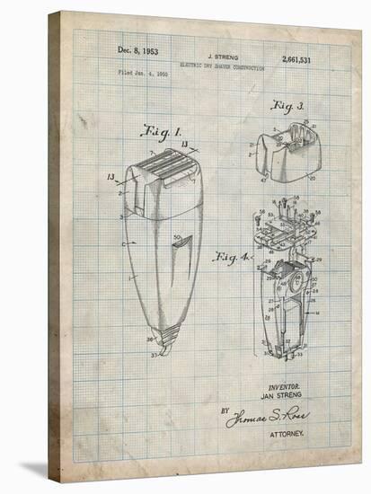 PP1011-Antique Grid Parchment Remington Electric Shaver Patent Poster-Cole Borders-Stretched Canvas