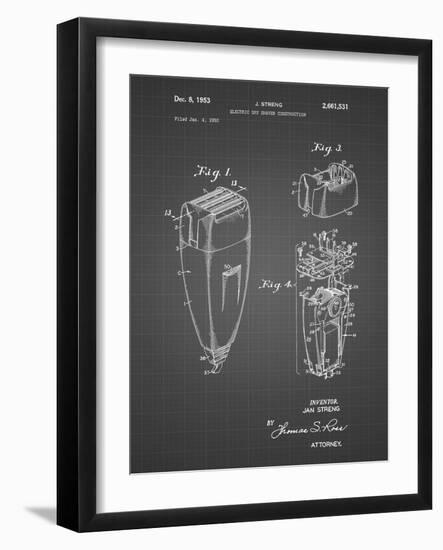 PP1011-Black Grid Remington Electric Shaver Patent Poster-Cole Borders-Framed Giclee Print