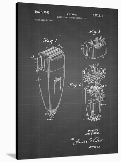 PP1011-Black Grid Remington Electric Shaver Patent Poster-Cole Borders-Stretched Canvas