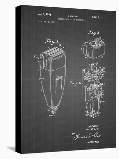 PP1011-Black Grid Remington Electric Shaver Patent Poster-Cole Borders-Stretched Canvas