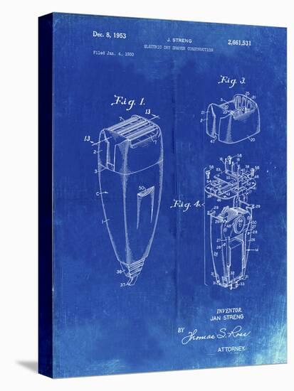 PP1011-Faded Blueprint Remington Electric Shaver Patent Poster-Cole Borders-Stretched Canvas