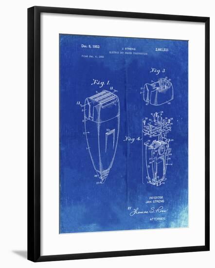 PP1011-Faded Blueprint Remington Electric Shaver Patent Poster-Cole Borders-Framed Giclee Print