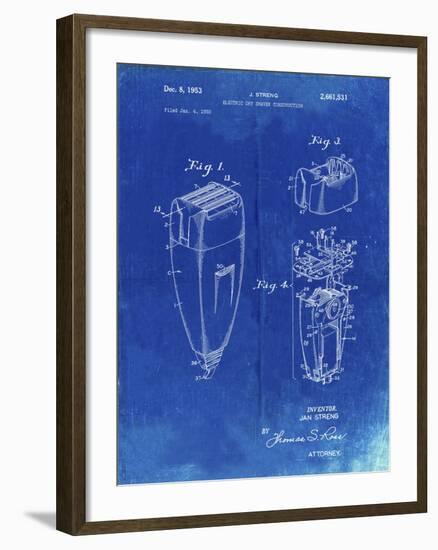 PP1011-Faded Blueprint Remington Electric Shaver Patent Poster-Cole Borders-Framed Giclee Print