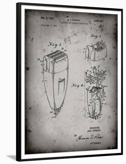 PP1011-Faded Grey Remington Electric Shaver Patent Poster-Cole Borders-Framed Premium Giclee Print