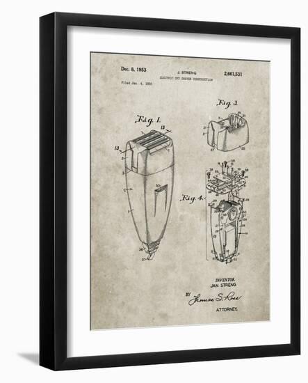 PP1011-Sandstone Remington Electric Shaver Patent Poster-Cole Borders-Framed Giclee Print