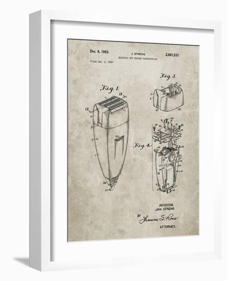 PP1011-Sandstone Remington Electric Shaver Patent Poster-Cole Borders-Framed Giclee Print