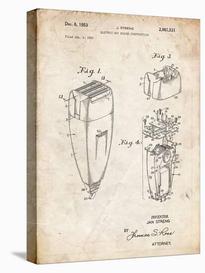 PP1011-Vintage Parchment Remington Electric Shaver Patent Poster-Cole Borders-Stretched Canvas