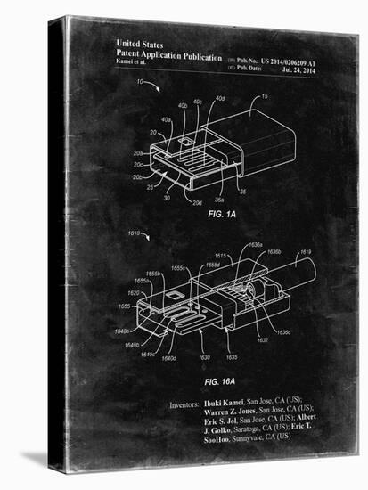 PP1013-Black Grunge Reversible USB Patent Poster-Cole Borders-Stretched Canvas