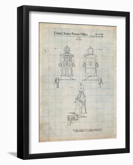 PP1014-Antique Grid Parchment Robert the Robot 1955 Toy Robot Patent Poster-Cole Borders-Framed Giclee Print