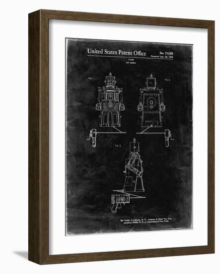 PP1014-Black Grunge Robert the Robot 1955 Toy Robot Patent Poster-Cole Borders-Framed Giclee Print