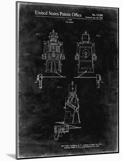 PP1014-Black Grunge Robert the Robot 1955 Toy Robot Patent Poster-Cole Borders-Mounted Giclee Print