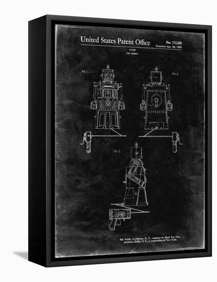 PP1014-Black Grunge Robert the Robot 1955 Toy Robot Patent Poster-Cole Borders-Framed Stretched Canvas