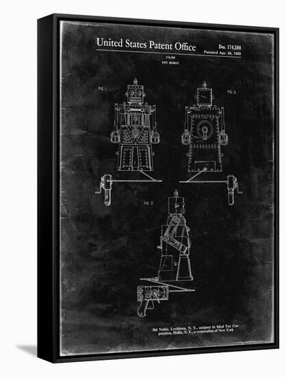 PP1014-Black Grunge Robert the Robot 1955 Toy Robot Patent Poster-Cole Borders-Framed Stretched Canvas