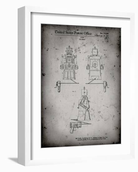 PP1014-Faded Grey Robert the Robot 1955 Toy Robot Patent Poster-Cole Borders-Framed Giclee Print