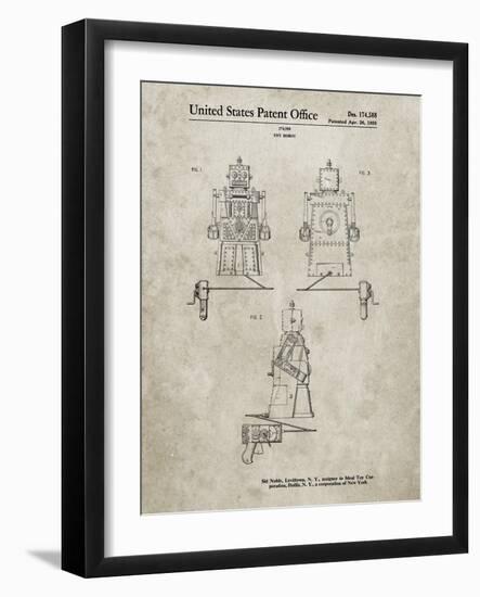 PP1014-Sandstone Robert the Robot 1955 Toy Robot Patent Poster-Cole Borders-Framed Giclee Print