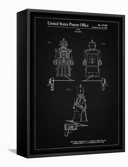 PP1014-Vintage Black Robert the Robot 1955 Toy Robot Patent Poster-Cole Borders-Framed Stretched Canvas