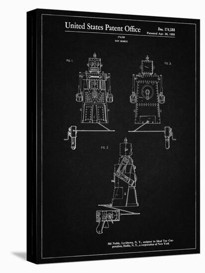 PP1014-Vintage Black Robert the Robot 1955 Toy Robot Patent Poster-Cole Borders-Stretched Canvas