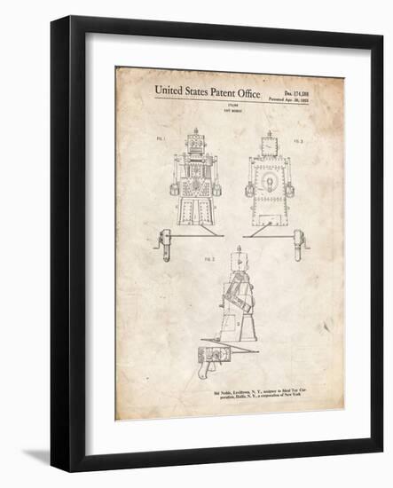 PP1014-Vintage Parchment Robert the Robot 1955 Toy Robot Patent Poster-Cole Borders-Framed Giclee Print