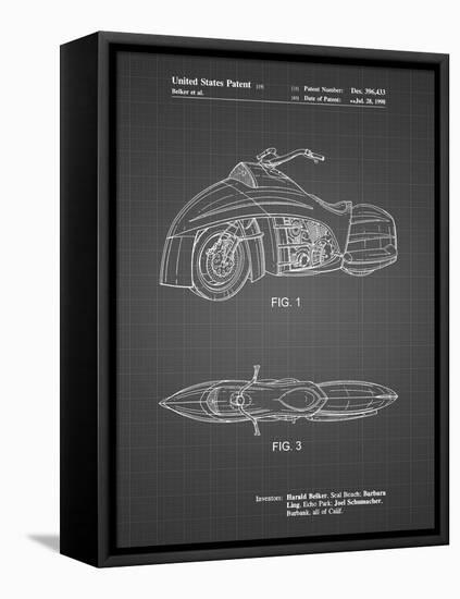PP1015-Black Grid Robin Motorcycle Patent Poster-Cole Borders-Framed Stretched Canvas