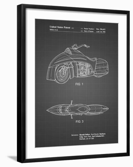 PP1015-Black Grid Robin Motorcycle Patent Poster-Cole Borders-Framed Giclee Print