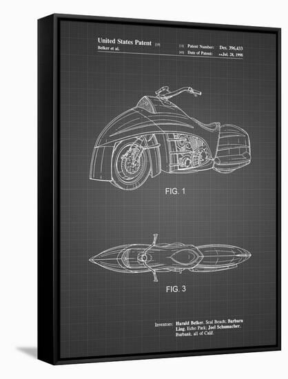 PP1015-Black Grid Robin Motorcycle Patent Poster-Cole Borders-Framed Stretched Canvas