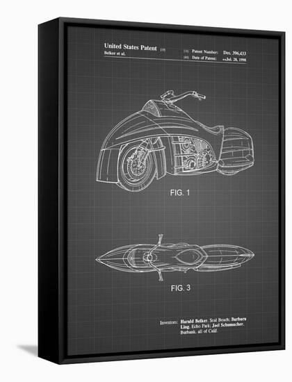 PP1015-Black Grid Robin Motorcycle Patent Poster-Cole Borders-Framed Stretched Canvas