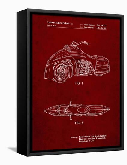 PP1015-Burgundy Robin Motorcycle Patent Poster-Cole Borders-Framed Stretched Canvas