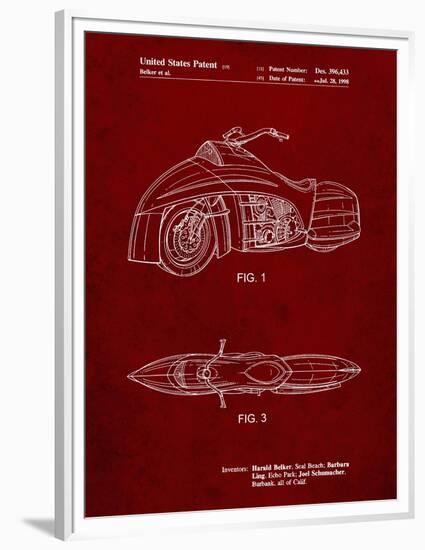 PP1015-Burgundy Robin Motorcycle Patent Poster-Cole Borders-Framed Premium Giclee Print