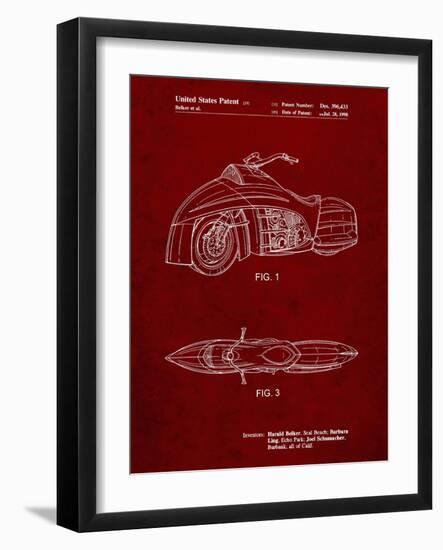 PP1015-Burgundy Robin Motorcycle Patent Poster-Cole Borders-Framed Giclee Print