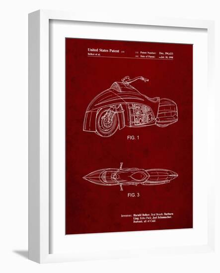 PP1015-Burgundy Robin Motorcycle Patent Poster-Cole Borders-Framed Giclee Print