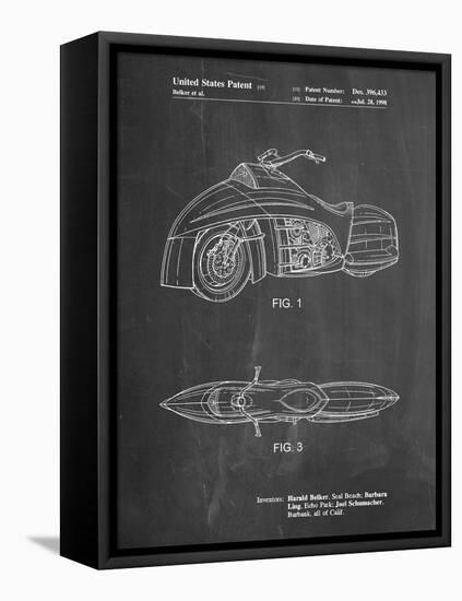 PP1015-Chalkboard Robin Motorcycle Patent Poster-Cole Borders-Framed Stretched Canvas