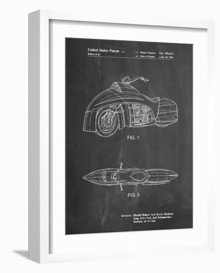 PP1015-Chalkboard Robin Motorcycle Patent Poster-Cole Borders-Framed Giclee Print