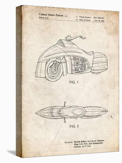 PP1015-Vintage Parchment Robin Motorcycle Patent Poster-Cole Borders-Stretched Canvas