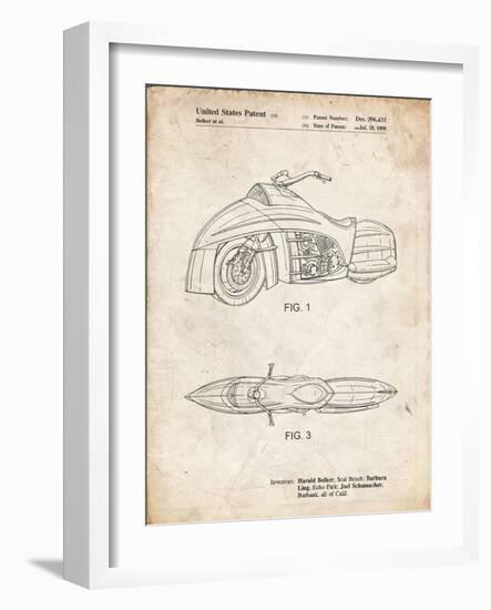 PP1015-Vintage Parchment Robin Motorcycle Patent Poster-Cole Borders-Framed Giclee Print