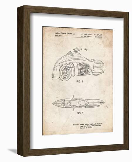 PP1015-Vintage Parchment Robin Motorcycle Patent Poster-Cole Borders-Framed Giclee Print