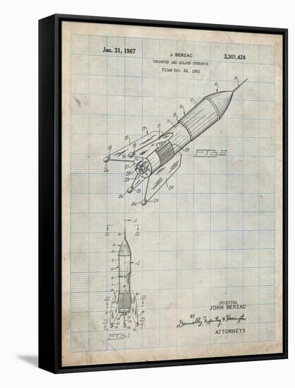 PP1016-Antique Grid Parchment Rocket Ship Concept 1963 Patent Poster-Cole Borders-Framed Stretched Canvas